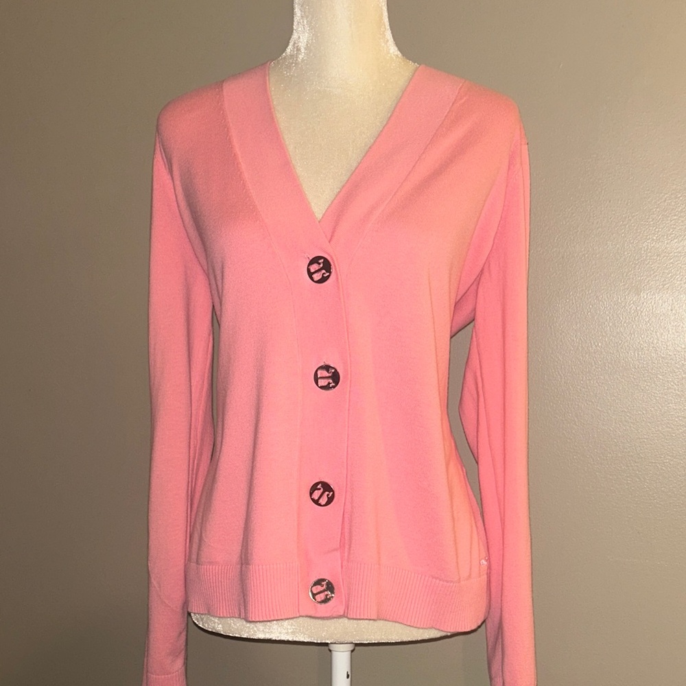 Vineyard Vines Pink V‑Neck Button Cardigan